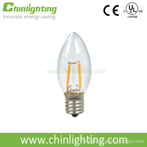 Chandelier clear glass 1w c9 e17 led bulb filament ul listed